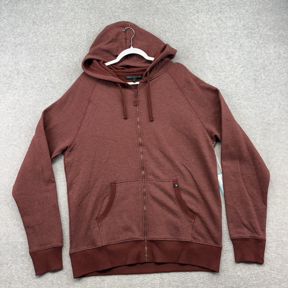 Pact Organic NEW Redwood Full Zip Hoodie Mens XL Wine Burgundy Organic Cotton